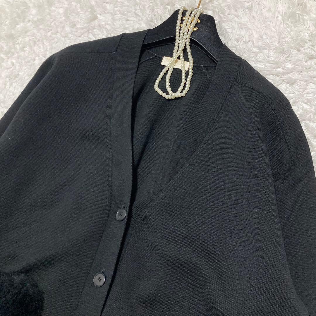 美品♡ ボールジィ ミラノリブポケットファーカーディガン 36 黒 ウール