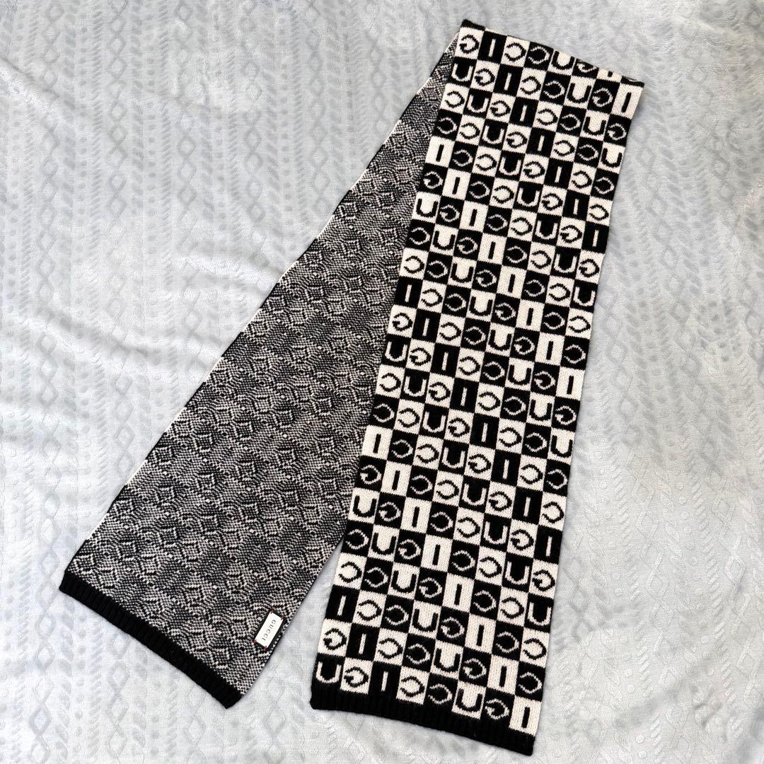 GUCCI グッチ チェッカーボード柄 マフラー