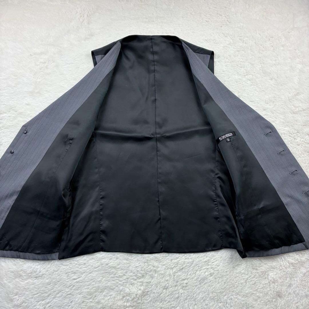 【美品】 5351プールオム スーツ 3ピース ストライプ グレー　3表記