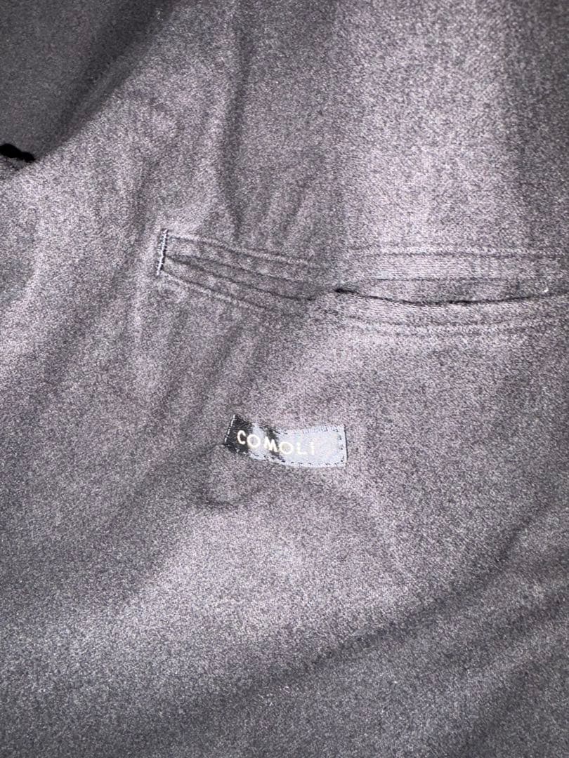 25AW COMOLI 黒 カバーオール レザー襟　サイズ3