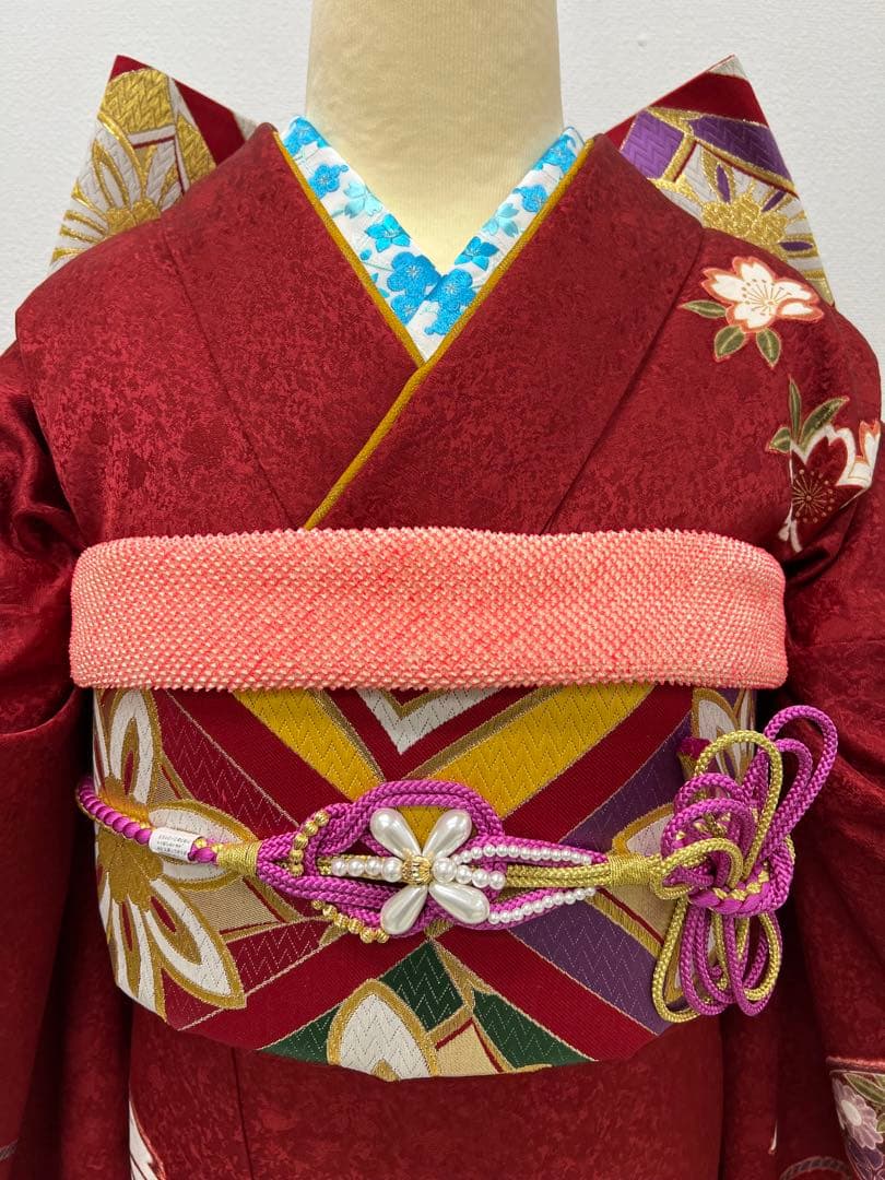 振り袖　フルセット　別誂長襦袢　金彩加工　刺繍入り　成人式　重ね襟付き　781