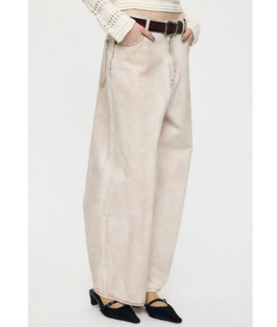 新作　moussy DIRTY COCOON BAGGY ピンク　0 デニム