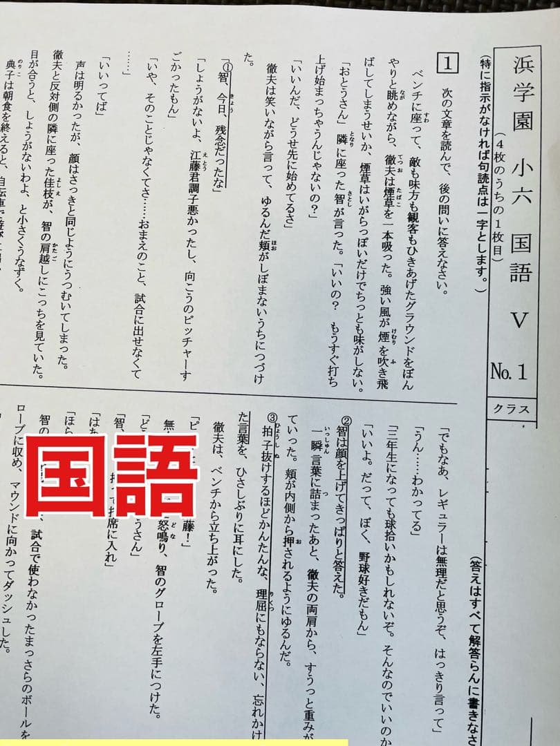 :浜学園　最新版　2023年　小6　復習テスト　Vクラス　算国理　1年分