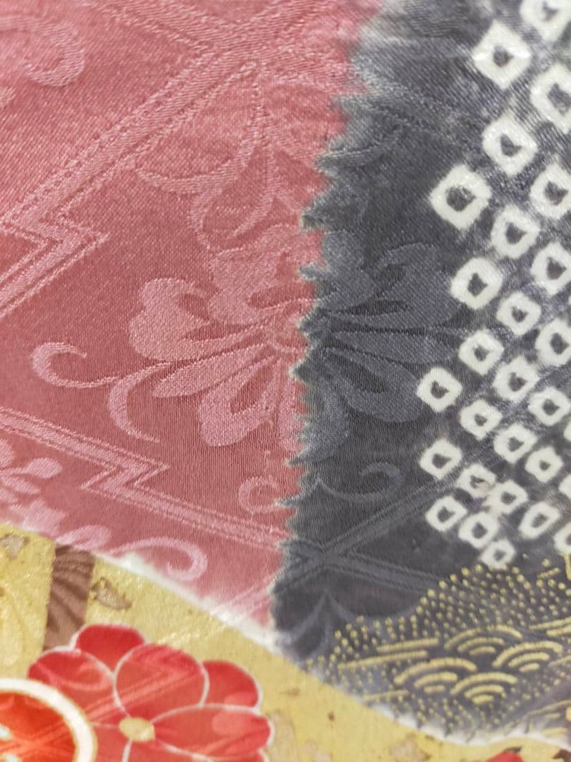 【極上古典】美品 正絹 桶絞り 友禅振袖 7点フルセット 金彩 蝶文様 成人式