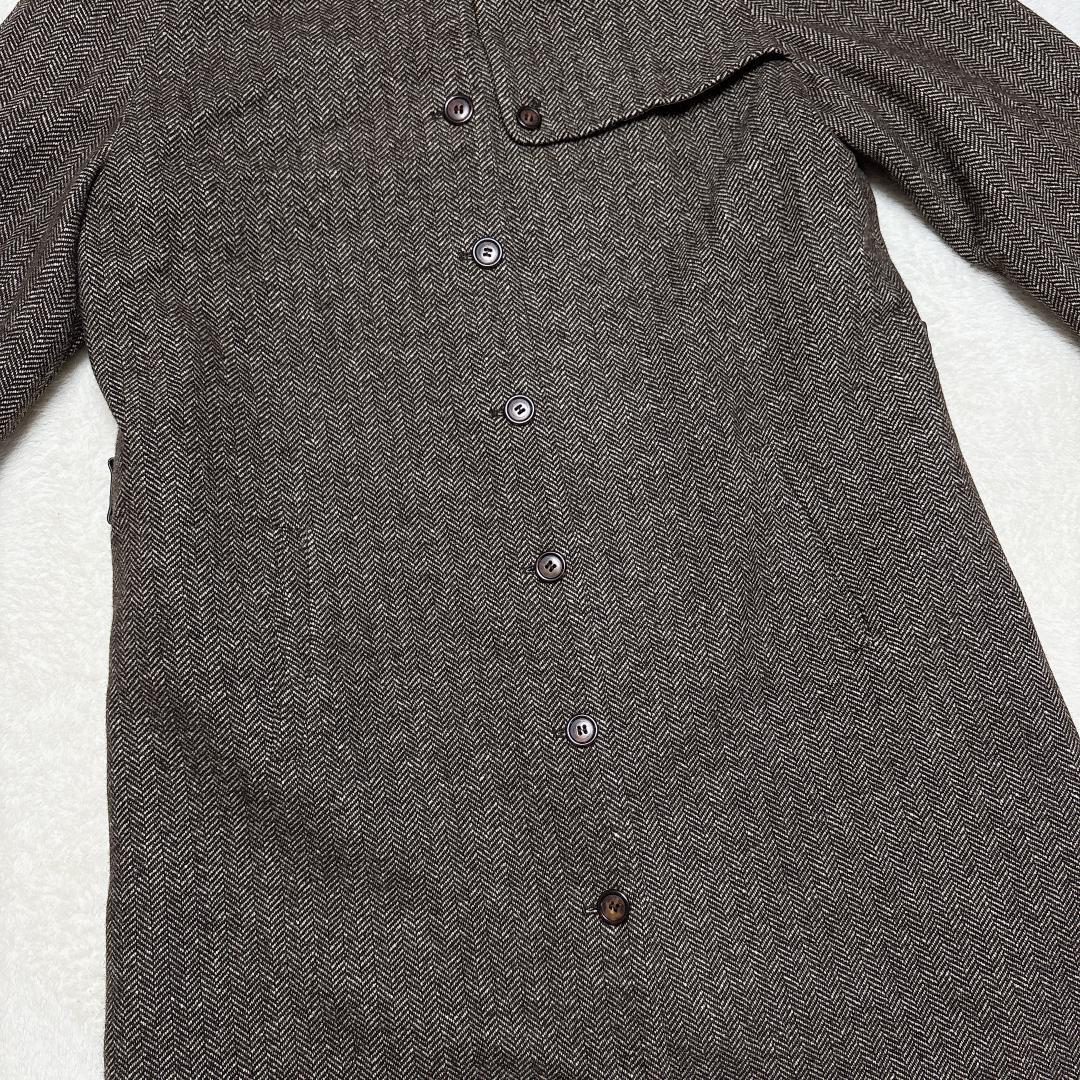 【美品】DIFFU イタリア製 ヘリンボーン ロングコート M相当 カシミヤ使用