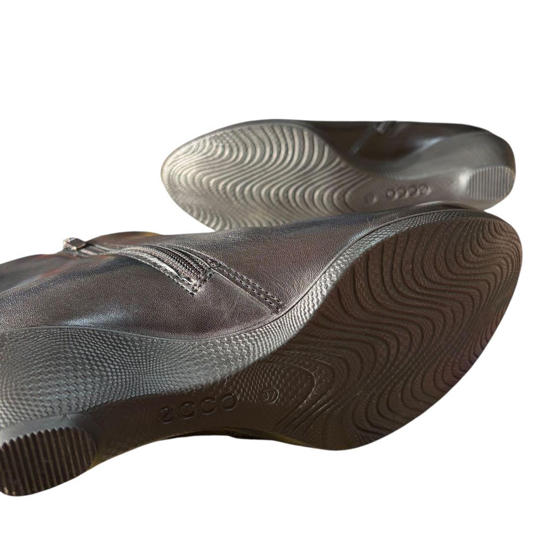 ecco ✨ レザーショートブーツ ゴアテックス 黒 サイドジップ23.5cm