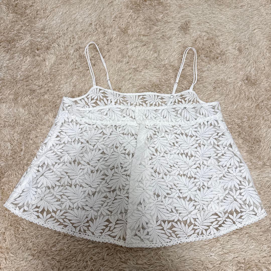 【美品】IENA レースショートキャミソール　イエナ　刺繍　白