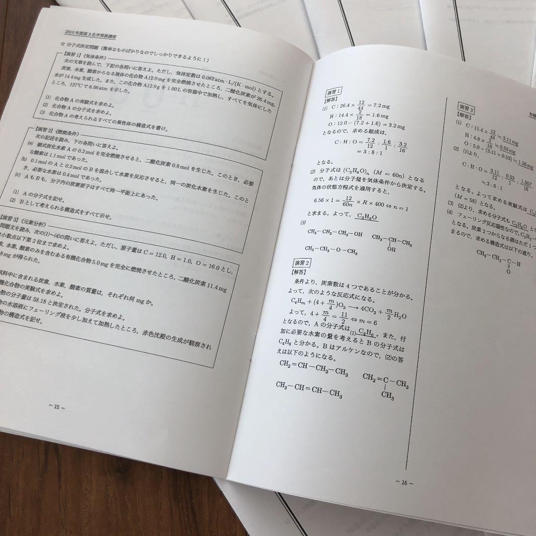 鉄緑会　高3化学　2019年度　最新版　授業プリント　全28回　非売品