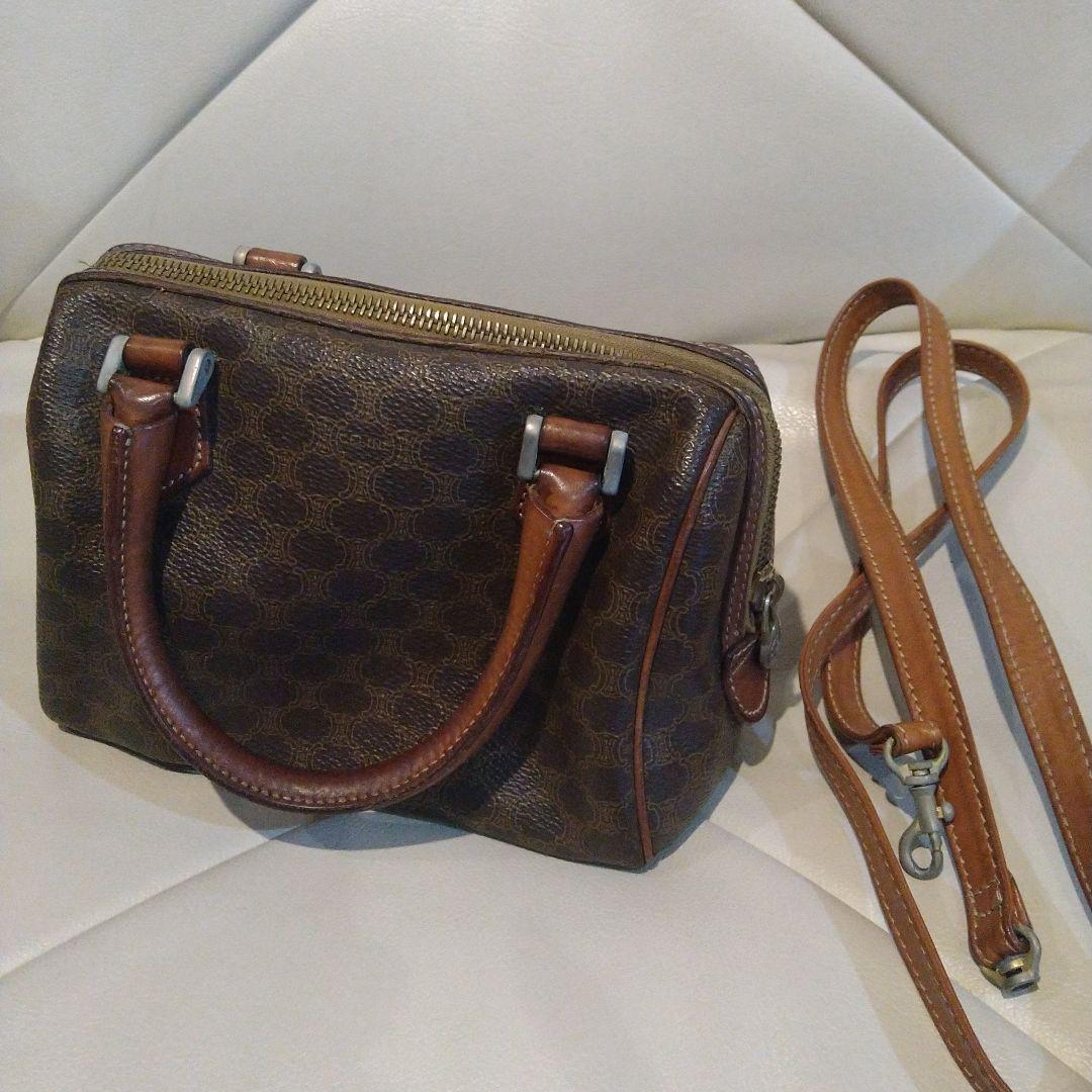 最終値引き　セリーヌ　CELINE ミニボストン マカダム　ヴィンテージ　年代物