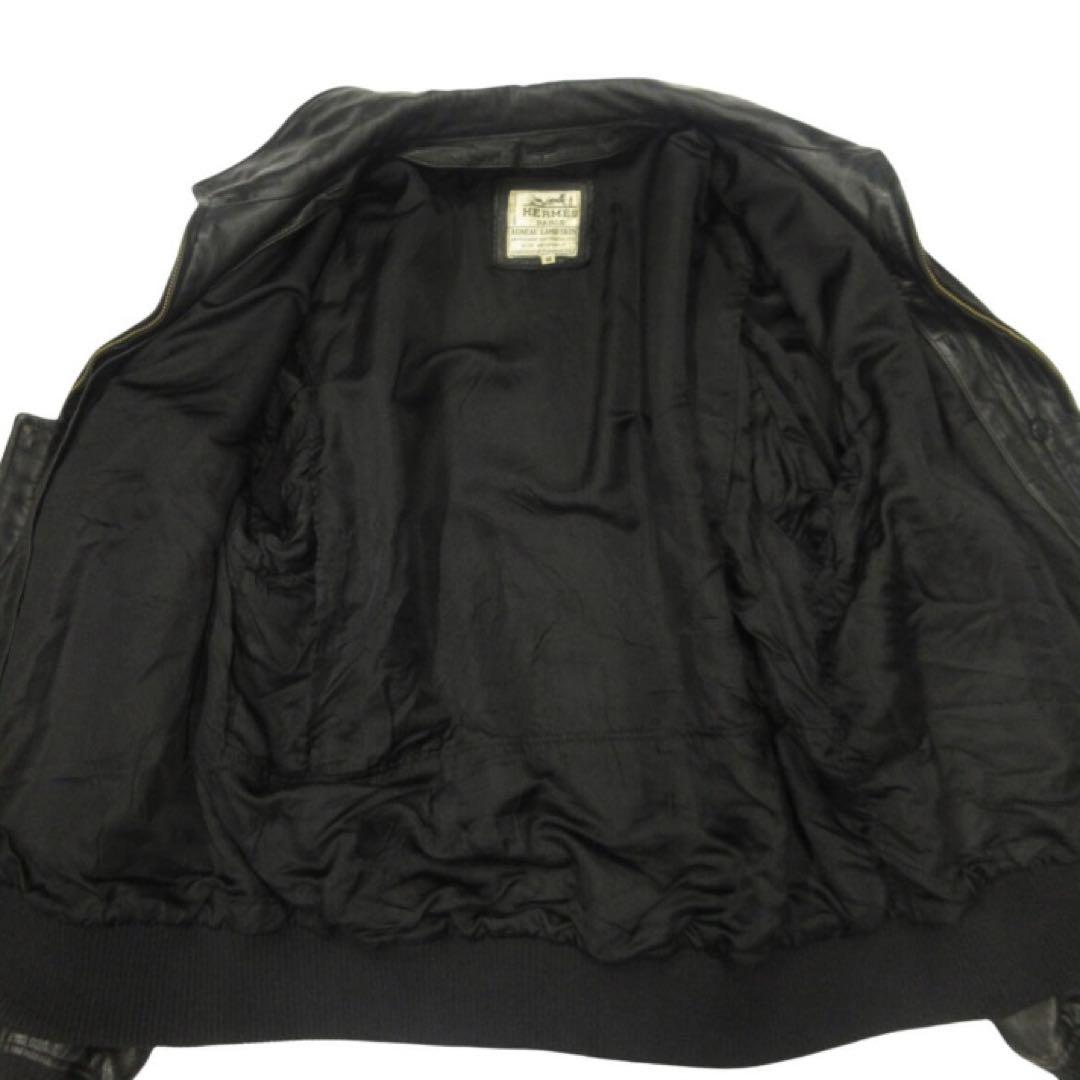 良品 HERMES 80's 90's ラムレザー ボンバー ジャケット 52