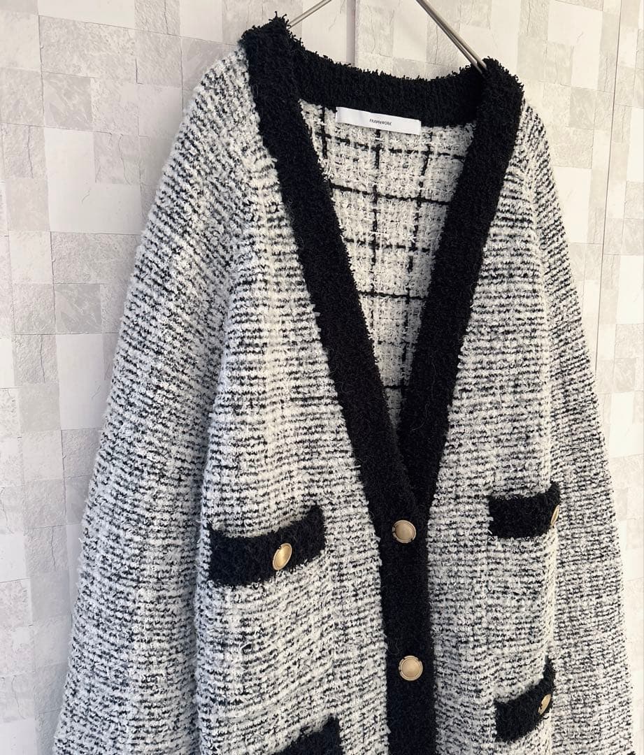 極美品✨FRAMeWORK TWEEDニットカーディガン 金ボタン