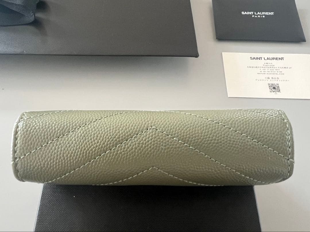 SAINT LAURENT 二つ折り財布 オリーブグリーン