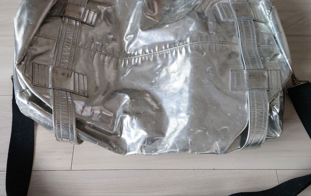 HELMUT LANG 2004 シルバー メタリック レザー バッグ 本人期