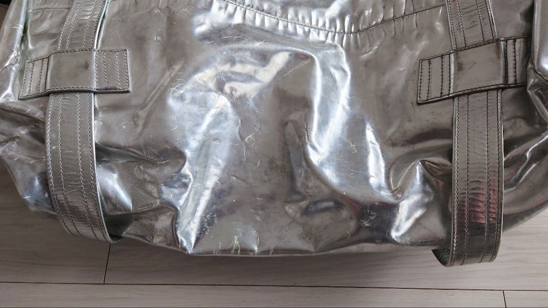 HELMUT LANG 2004 シルバー メタリック レザー バッグ 本人期