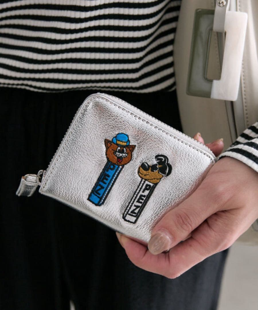 【PEZ×perche(ペルケ)×ear】コラボジャバラ折り財布 シルバー系