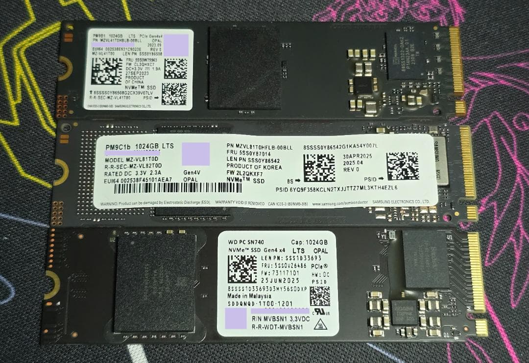 キ*ル様 中古 M.2 NVMe SSD 1TB　3枚セット
