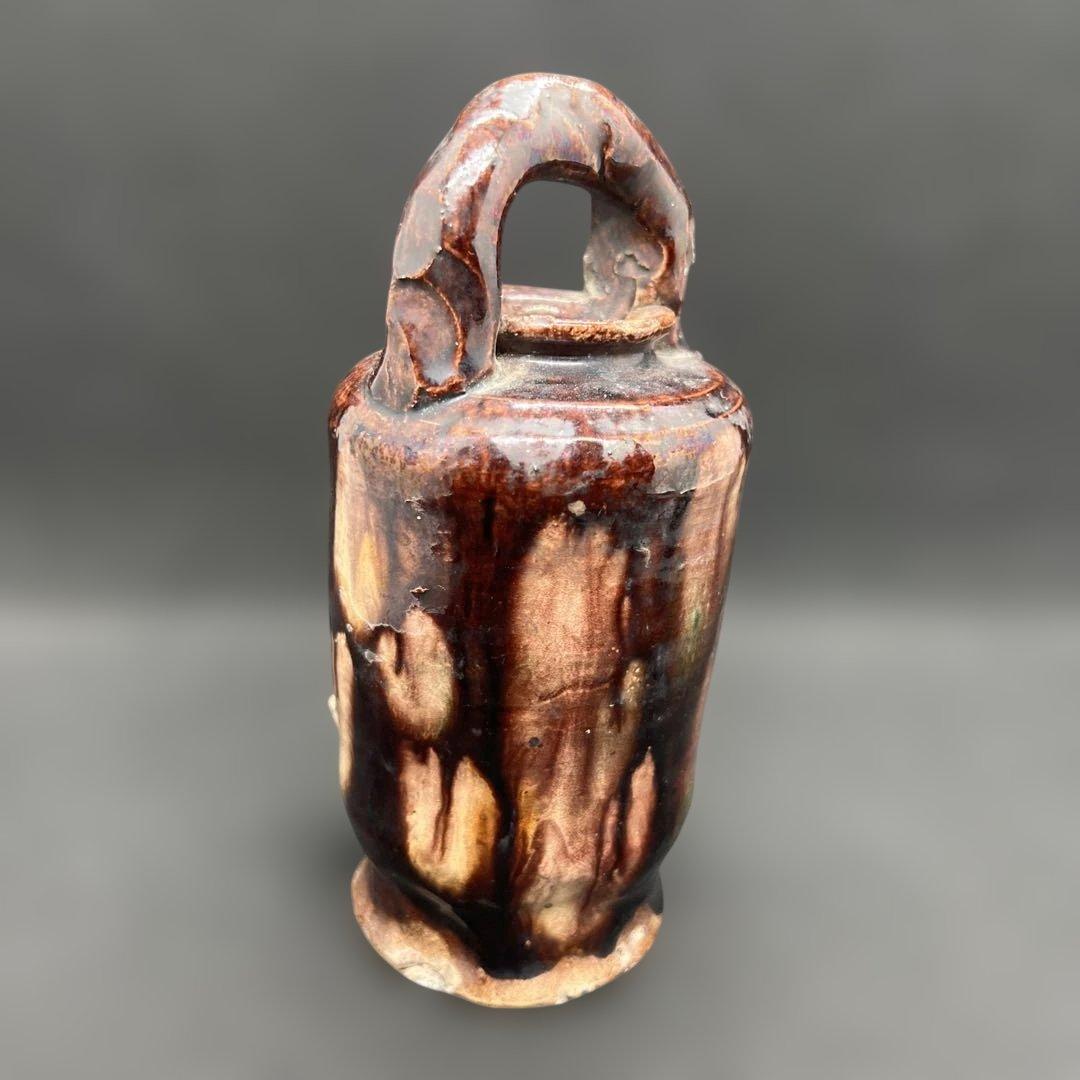 陶磁器　蟹の一輪挿し　在銘　窯変　時代品