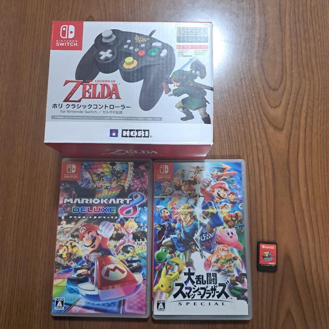 Switchゲームソフト３本　ホリ　クラシックコントローラー　セット
