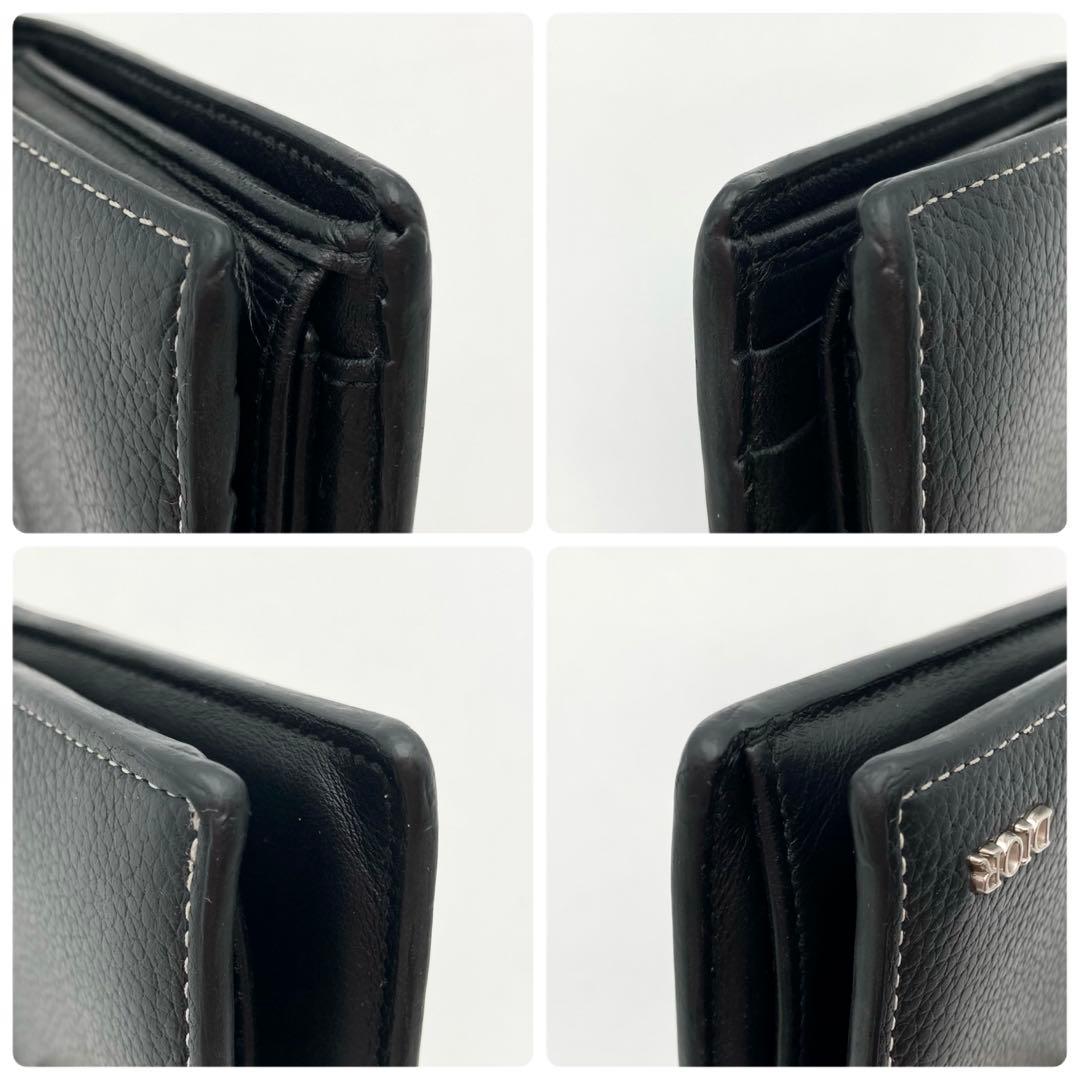 激レア！極美品✨ DIOR HOMME サドル 二つ折り財布 黒 レザー ロゴ