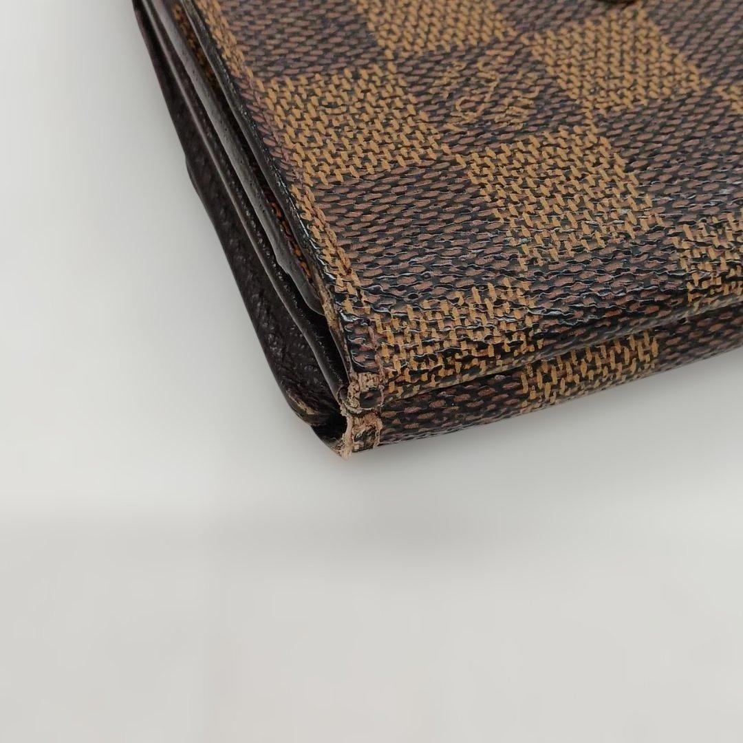 Louis Vuitton ダミエ ブラウンレザー三つ折り財布