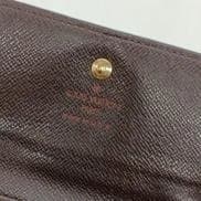 Louis Vuitton ダミエ ブラウンレザー三つ折り財布