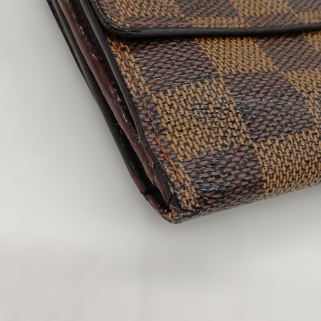 Louis Vuitton ダミエ ブラウンレザー三つ折り財布