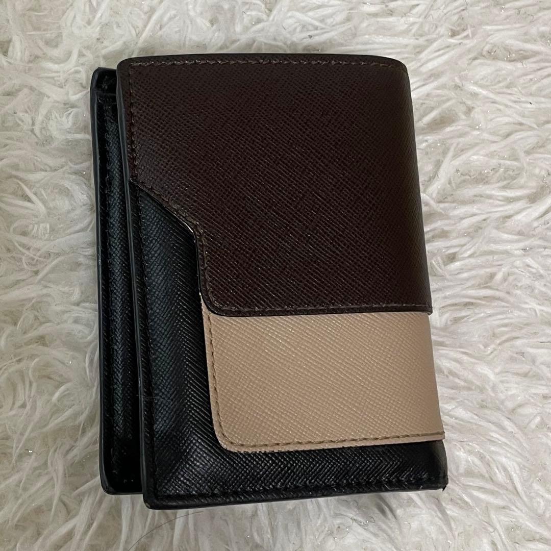 MARNI レザー二つ折り財布 ブラウン ベージュ