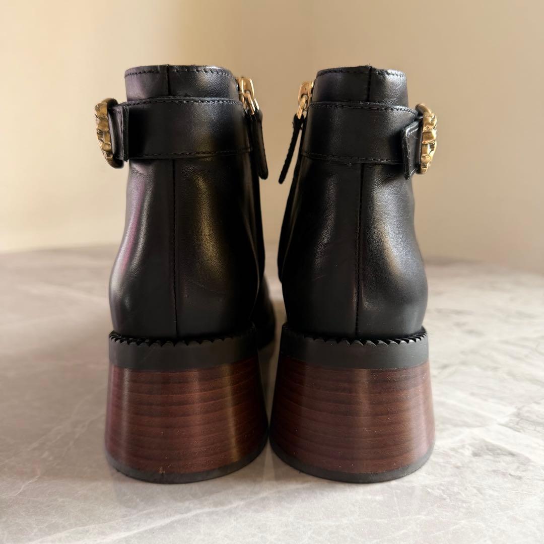 美品✨ TOD’S トッズ レザー ブーツ 37 1/2 ブラック ライオン金具