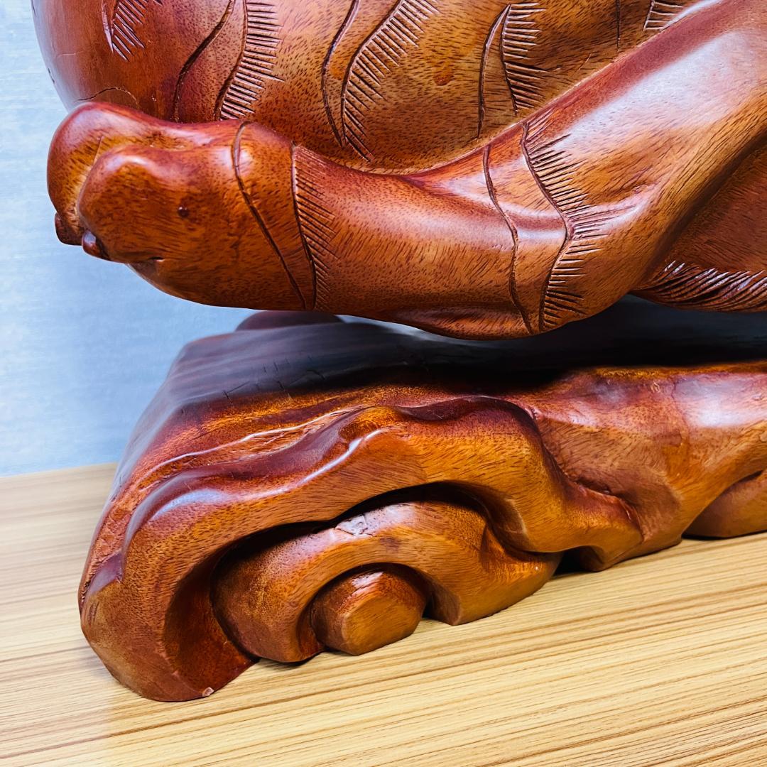 虎 牛 大型 木彫り オーナメント 置物 彫刻 オブジェ 20kg