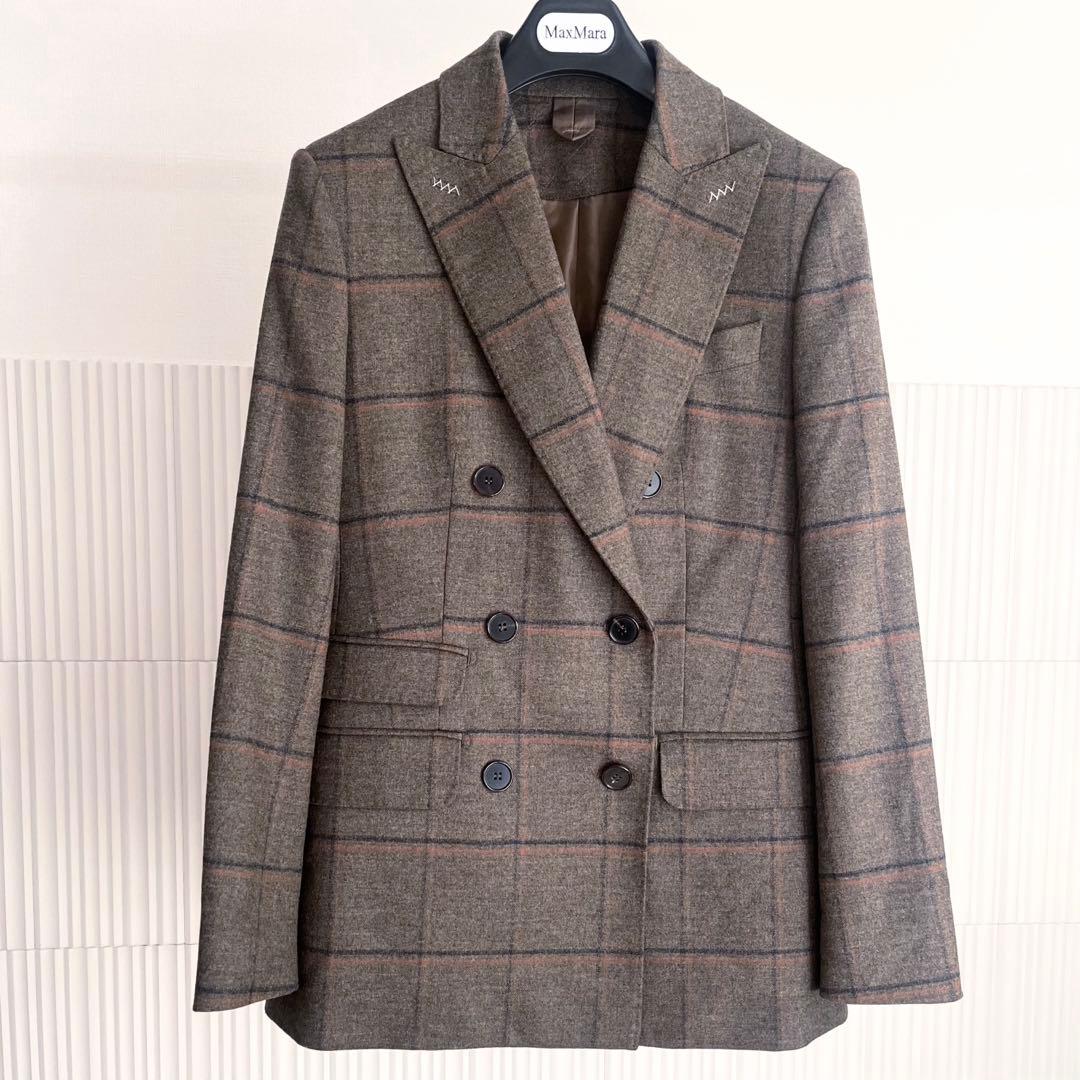 24AW MAXMARA 極美品 カシミヤ混 ダブルブレストジャケット 36