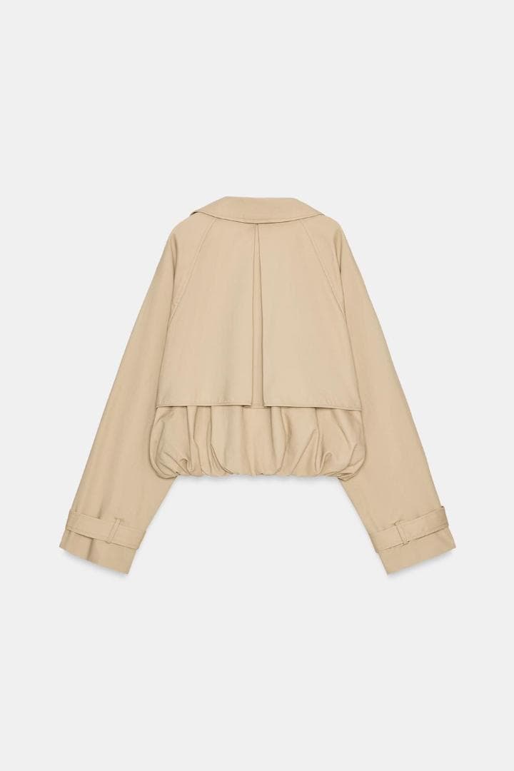 新品‼ ZARA ショートバルーントレンチコート コムギ色 XS