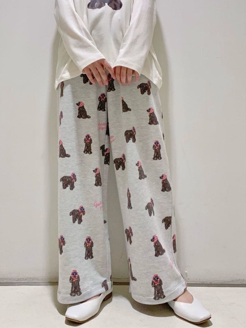 ＊未開封＊スカーフdog ワンポイント ロンT & ロングパンツ セット レッド