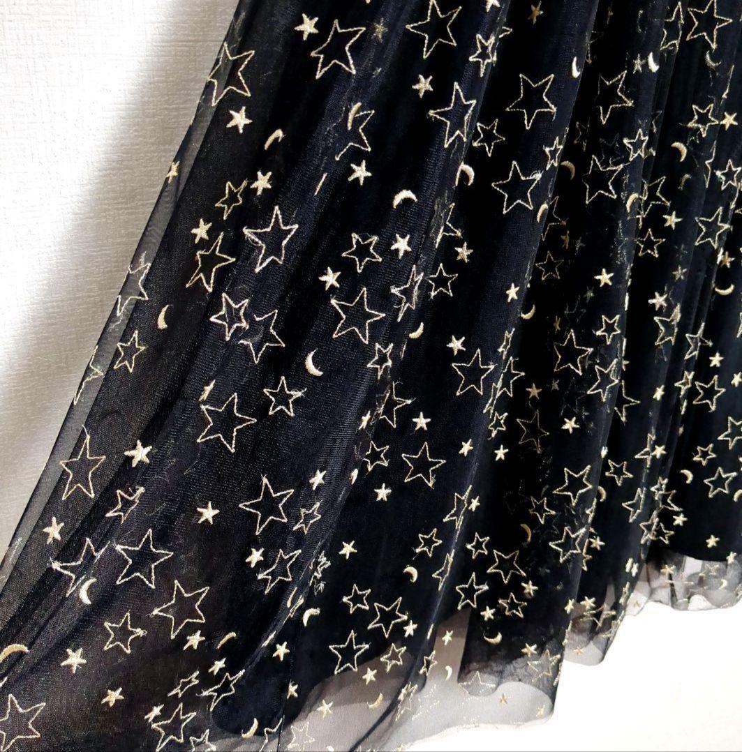 【美品】✨グレースコンチネンタル　チュールスカート 星柄　刺繍　Sサイズ