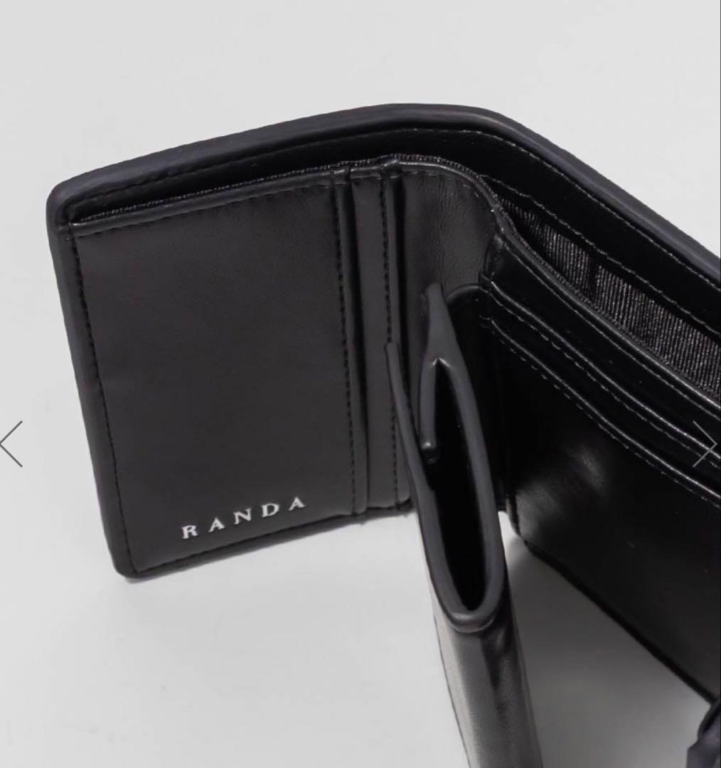 RANDA ビジューパールキルティング三つ折りウォレット ブラック