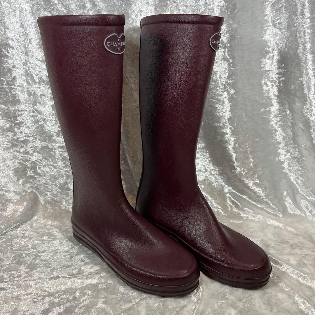 【美品】LE CHAMEAU⭐︎レインブーツ⭐︎24cm EUR37⭐︎ワインレッド