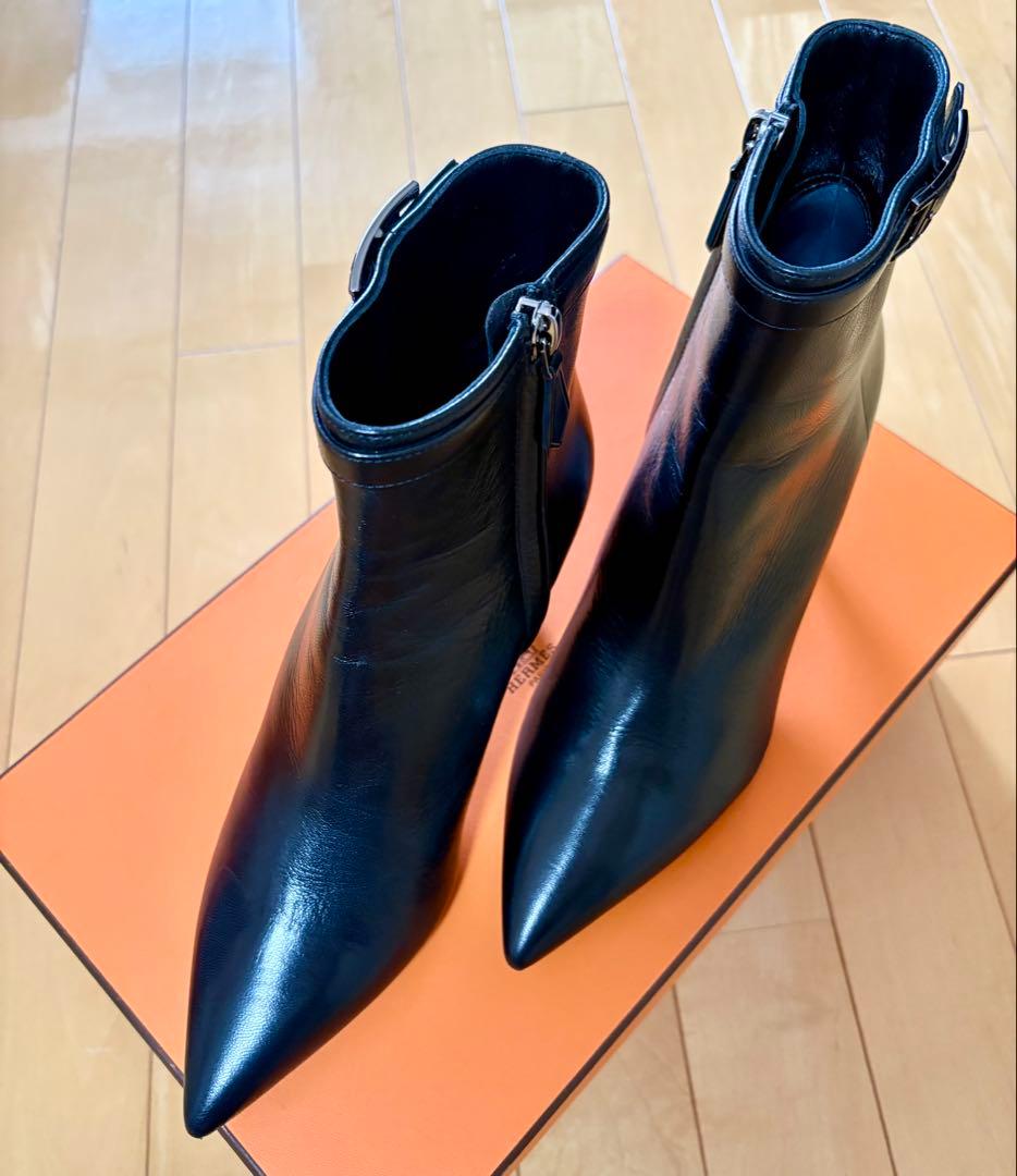 【美品】HERMÈSショートブーツ ブランシュ