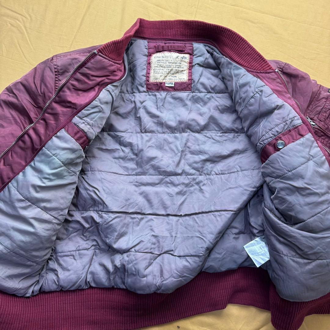 ALPHA INDUSTRIES MA-1 バーガンディ レッド　XL 後付