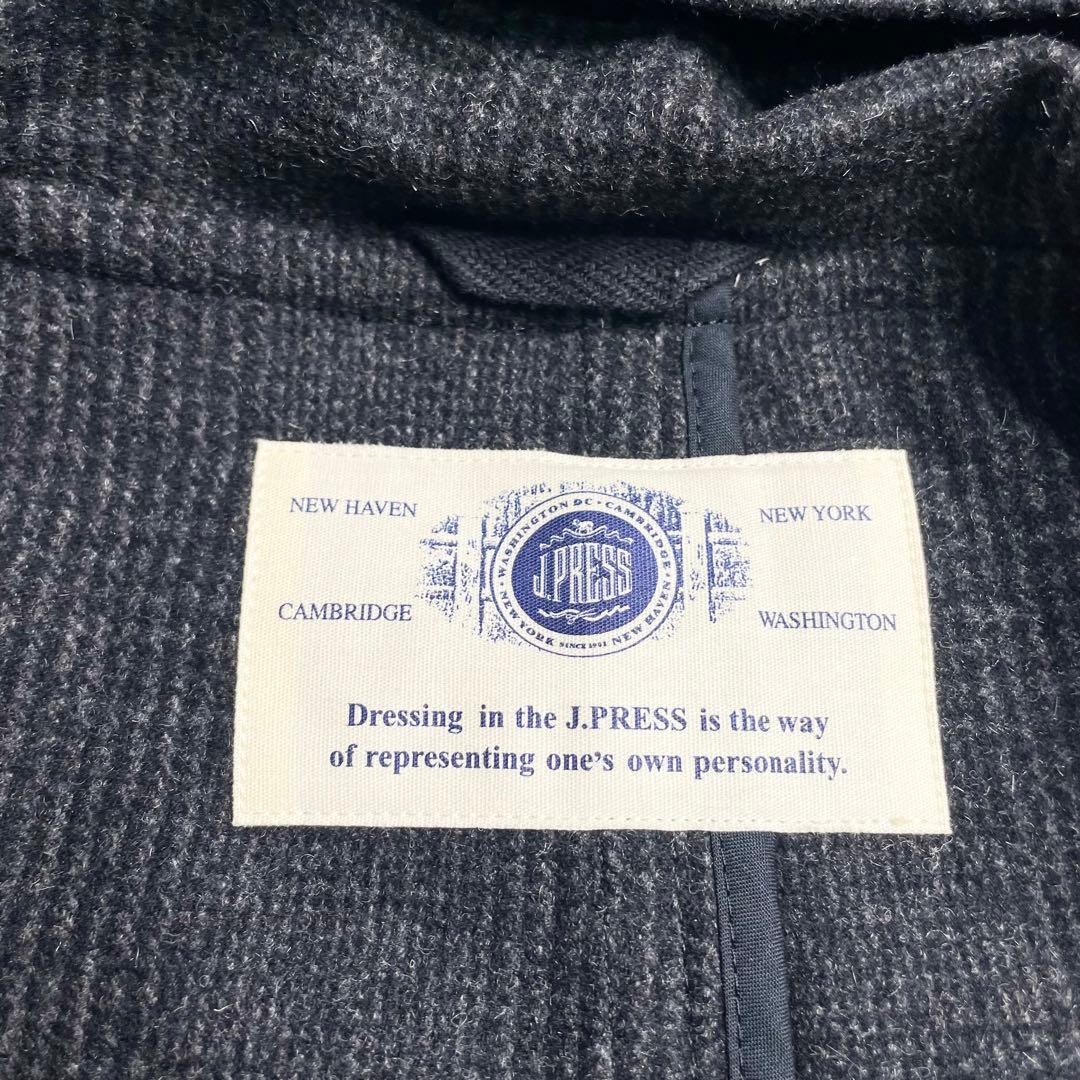 J.PRESS ジェイプレス カシミヤ グレンチェック ダッフルコート L 美品