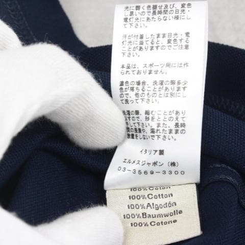 ◇HERMES メンズ コットン カットソー Tシャツ ダークネイビー