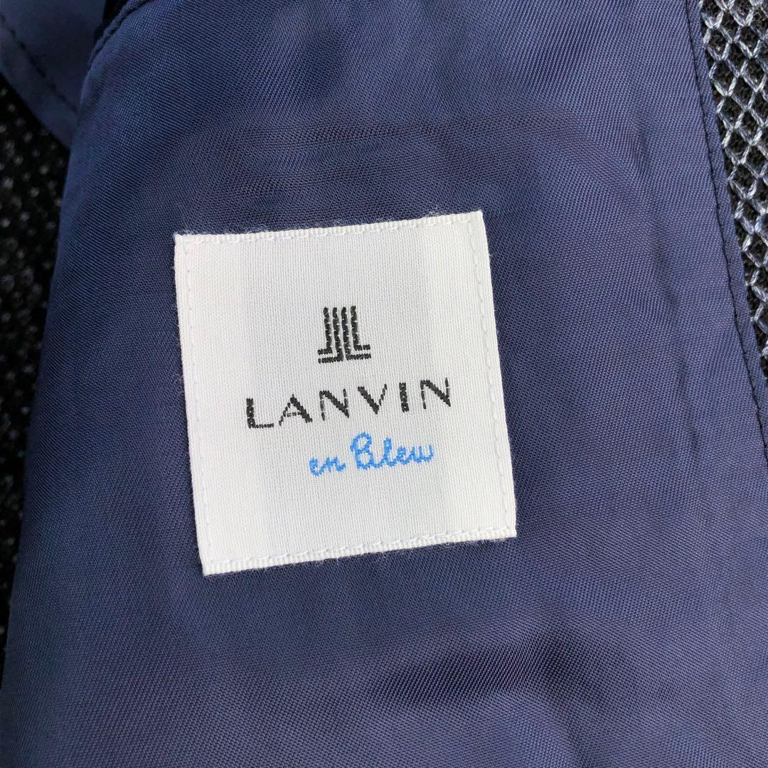 美品 ランバン リネン100％ ニット テーラードジャケット 48/L ネイビー