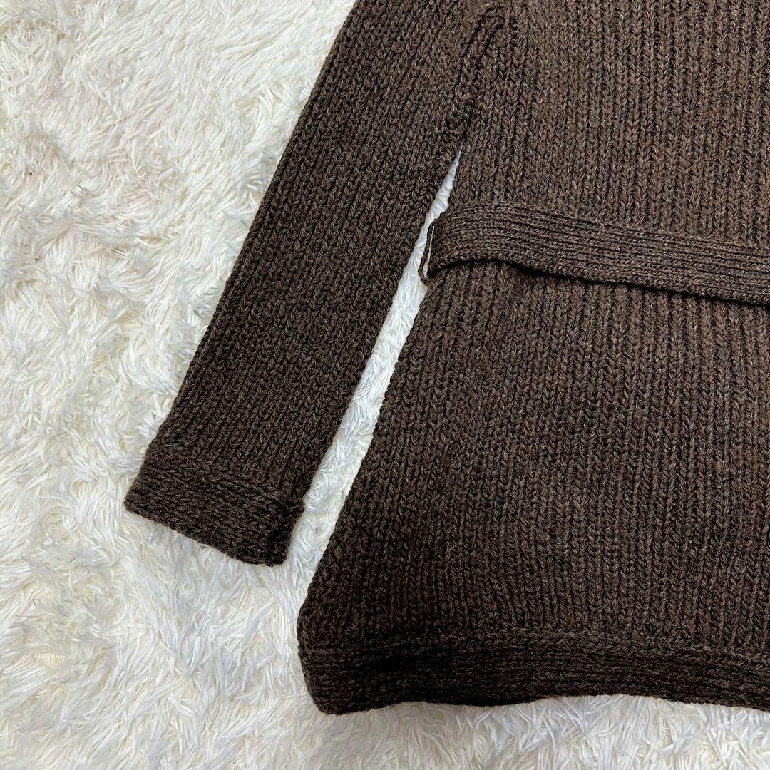 45R ニットガウン ショールカラー ローゲージベルテッドカーディガン