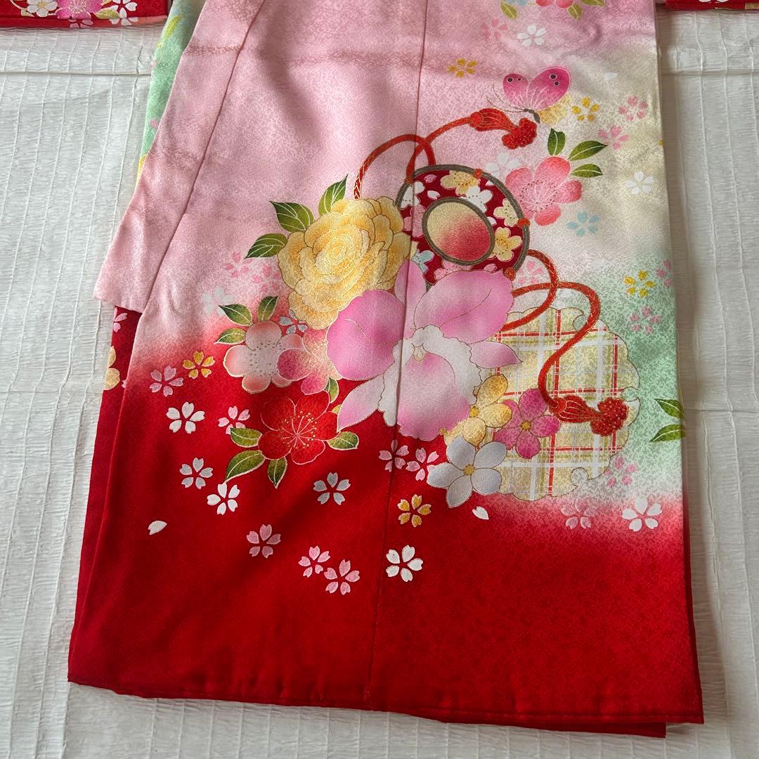 お宮参り お掛け着 産着 絹 赤 子供着物 花 女の子 祝い着 赤ちゃん 刺繍