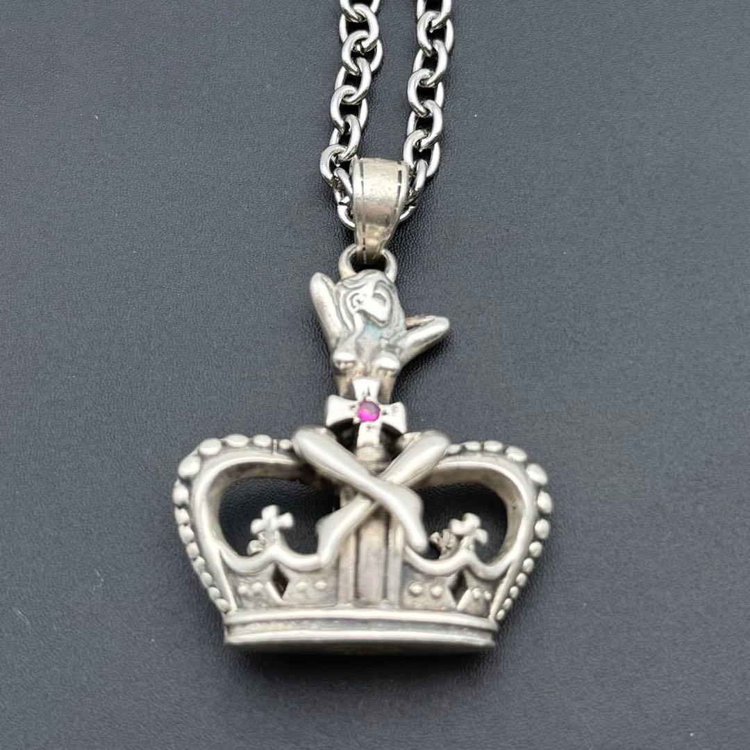廃盤品✨ジャスティンデイビス ネックレス ルビー クラウン クレイジーガール