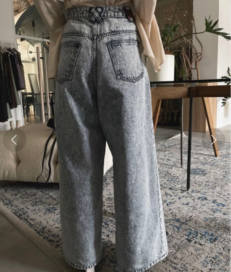 【極美品】 AMERI WIDE CHEMICAL DENIM PANTS
