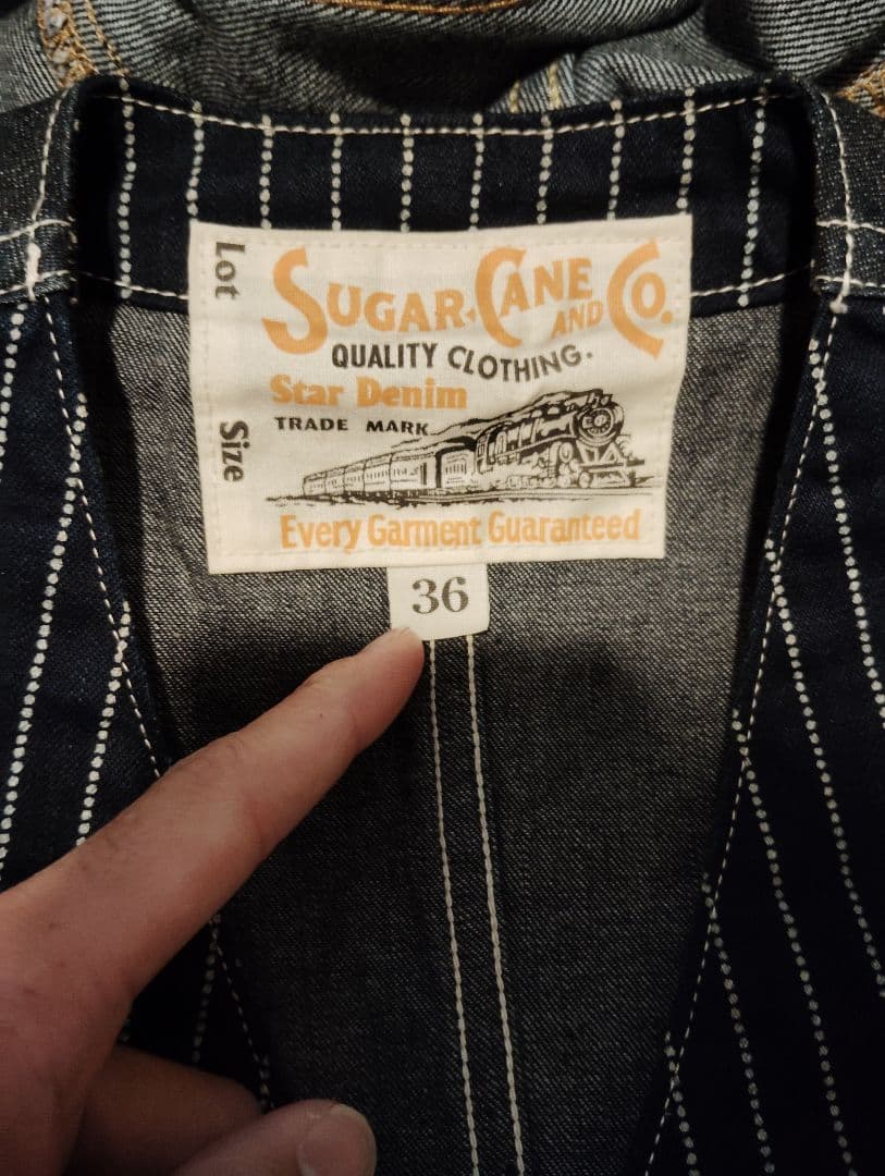 SUGAR CANE ウォバッシュベスト 36サイズ　　デニム　ストライプ