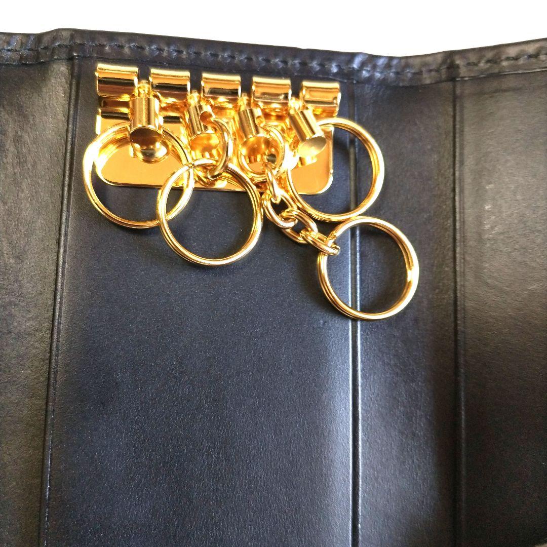 h*e様 ココマイスター オールレザー ゴールド金具 4連キーケース 黒 付属品