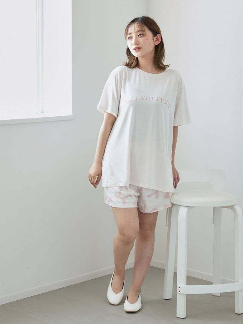 GELATO PIQUE リボン柄　Tシャツ&ショートパンツセット