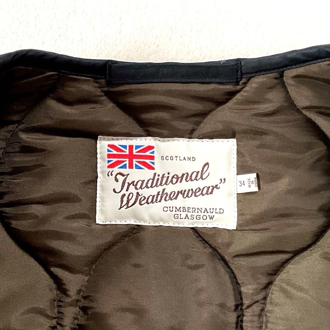 Traditional Weatherwear ノーカラー キルティングコート
