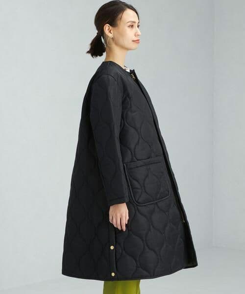 Traditional Weatherwear ノーカラー キルティングコート