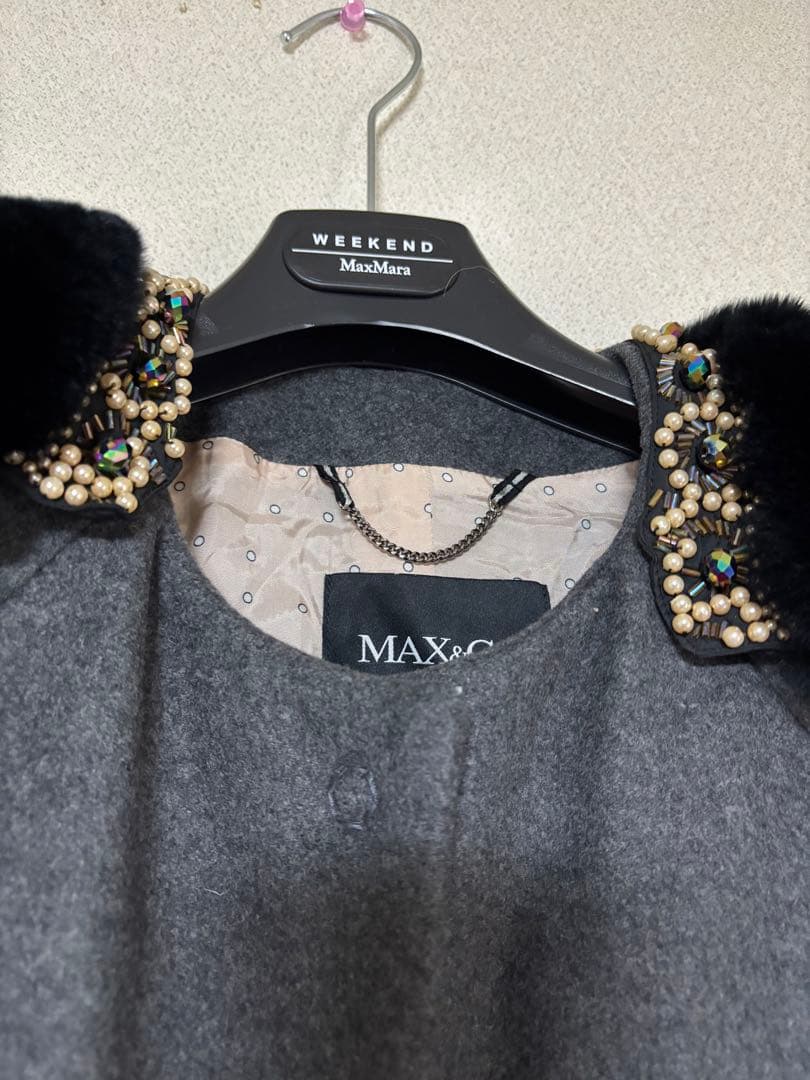 MAX&Co. マックス&コー★ファー付きグレー ロングコート